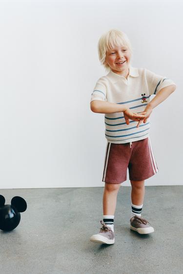 MICKEY MOUSE © DISNEY KNIT POLO SHIRT WITH COTTON AND LINEN - Blue/White by Zara