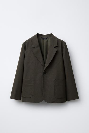 FLANNEL SUIT BLAZER - Dark khaki by Zara