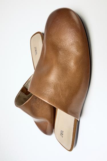 LEATHER SLINGBACK SHOES - Brown by Zara