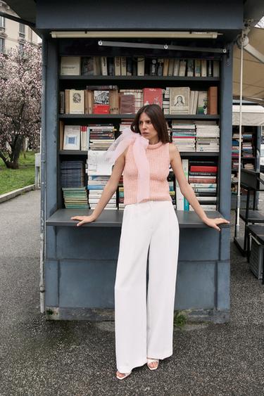 KNIT TOP WITH ORGANZA BOW - Pink by Zara - Image 0