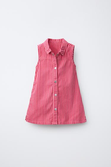 STRIPED TWILL DRESS - Pink by Zara