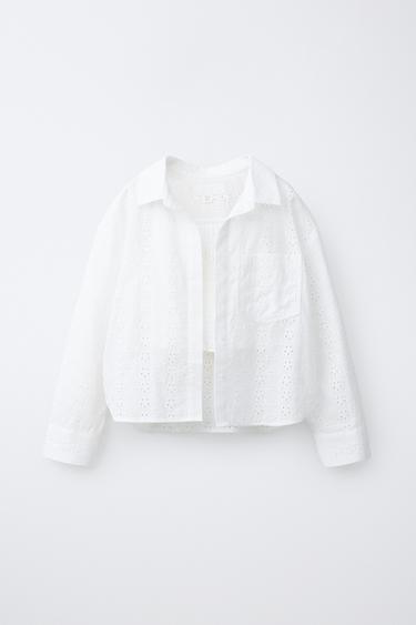 PACK SHIRT WITH SCHIFFLI TOP - Oyster-white by Zara