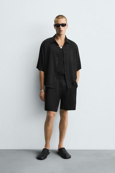 SATIN RELAXED FIT SHIRT - Black by Zara - Image 0