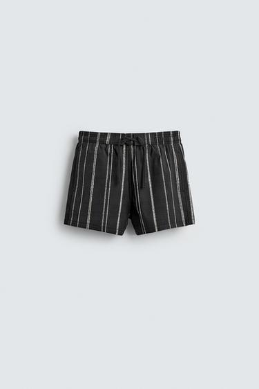 STRIPED SWIMMING TRUNKS - Black by Zara