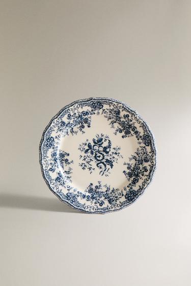 FLORAL EARTHENWARE DESSERT PLATE - Blue by Zara - Image 0