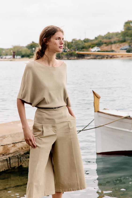KNIT BELTED TOP - Sand by Zara - Image 0