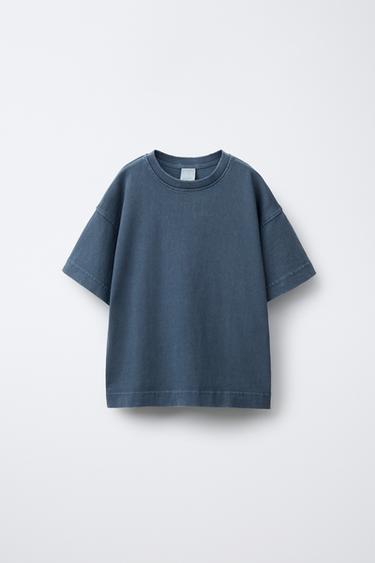 HEAVY WEIGHT FADED-EFFECT T-SHIRT - Blue by Zara