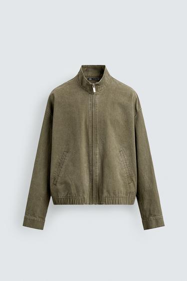 RELAXED FIT WASHED JACKET - Khaki by Zara
