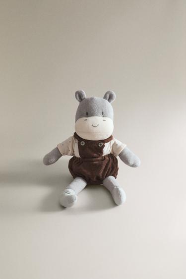 CHILDREN'S MUSICAL HIPPOPOTAMUS SOFT TOY - Grey by Zara