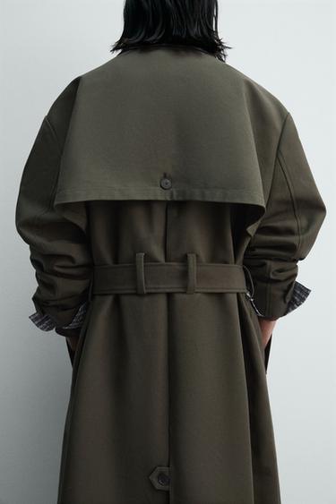 CONTRAST COLLAR TRENCH COAT - Dark green by Zara