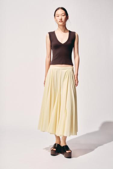 ZW COLLECTION FLARED MIDI SKIRT - Yellow by Zara