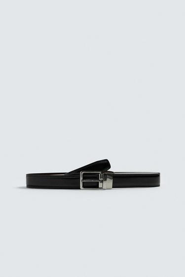REVERSIBLE LEATHER BELT - Black by Zara