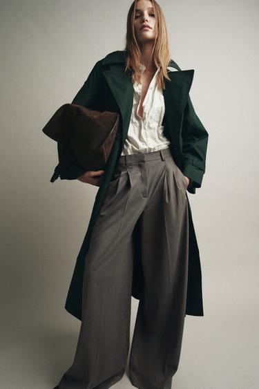 WIDE-LEG TROUSERS WITH DARTS ZW COLLECTION - brown vigore by Zara