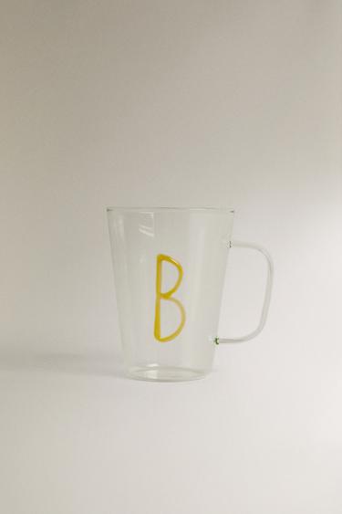 BOROSILICATE MUG WITH INITIAL B - Yellow by Zara
