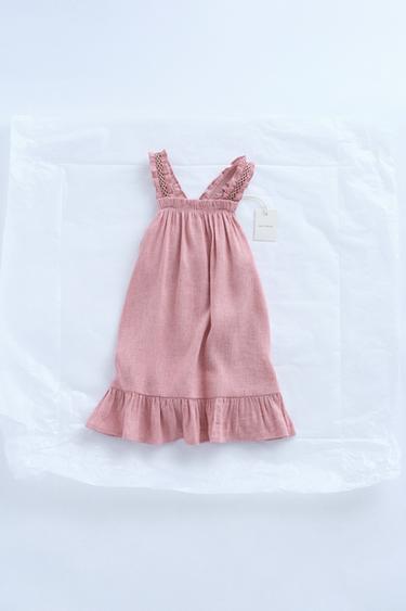 TIMELESZ - LINEN EMBROIDERED STRAP DRESS - Mid-pink by Zara - Image 0