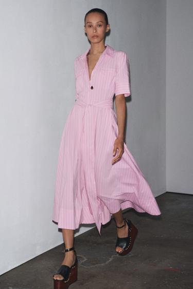 ZW COLLECTION POPLIN SHIRT DRESS - Pink by Zara