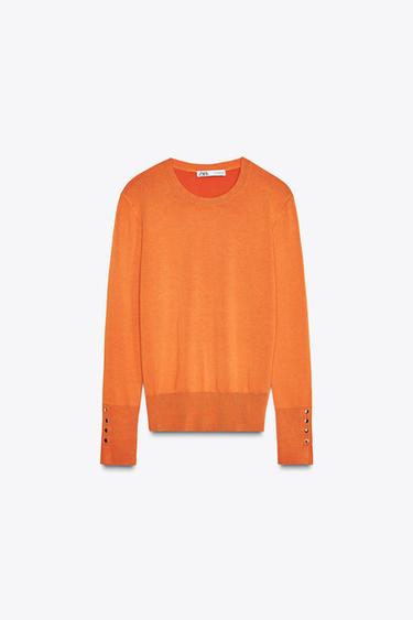 BASIC PLAIN KNIT SWEATER - Burnt orange by Zara