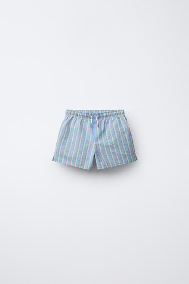 2-6 YEARS / STRIPED SEERSUCKER SWIM SHORTS - Blue by Zara