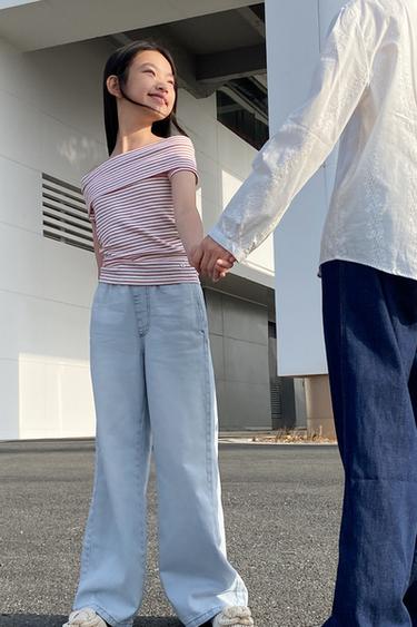 SLIM WAIST WIDE-LEG JEANS - Light blue by Zara