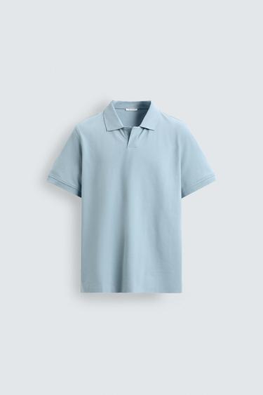 TEXTURED PIQUÉ POLO SHIRT - Light blue by Zara