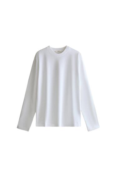 LONG SLEEVE COTTON T-SHIRT - White by Zara