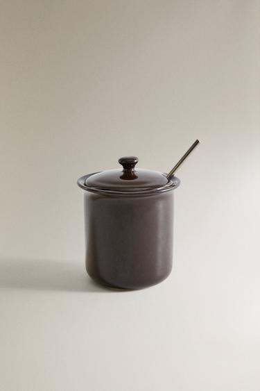 STONEWARE HONEY POT - Brown by Zara