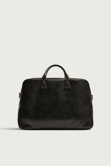CRACKLED TRAVEL BAG - Brown by Zara