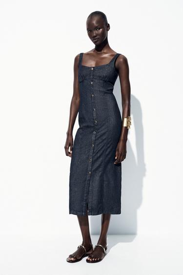 Z1975 STRAPPY DENIM MIDI DRESS - Blue by Zara - Image 0
