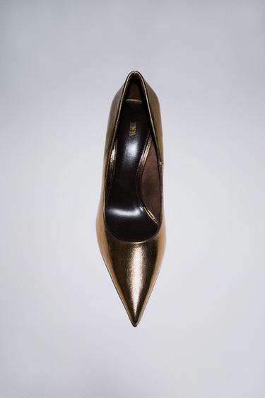 METALLIC EFFECT HIGH-HEEL SHOES - Gold by Zara
