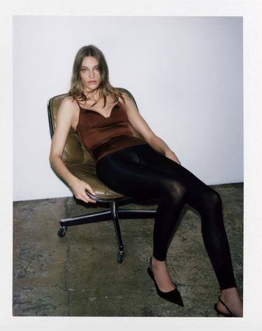 POLYAMIDE BLEND TOP - Brown by Zara