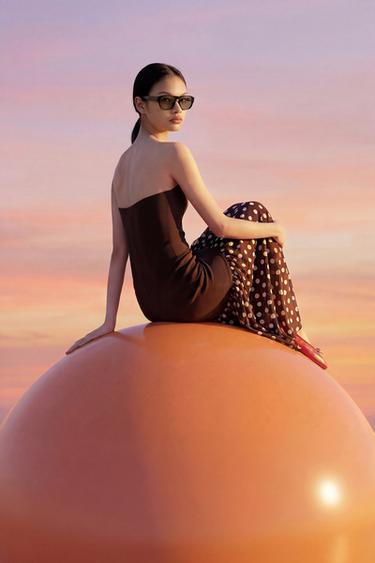 COMBINED DOT DRESS - Brown by Zara