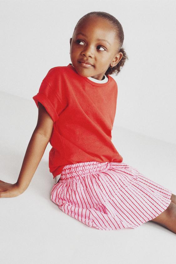 RUFFLED STRIPED SKIRT - Pink by Zara - Image 0
