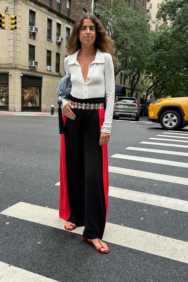 ZW COLLECTION WIDE-LEG TROUSERS WITH SIDE TAPING - Red / Black by Zara