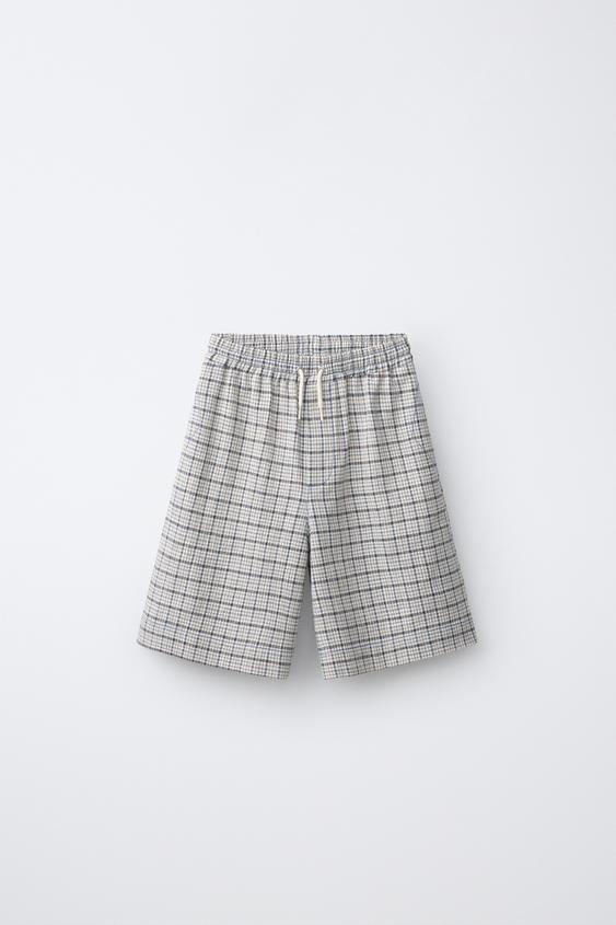 CHECK PRINT BERMUDA SHORTS - Ecru by Zara - Image 0