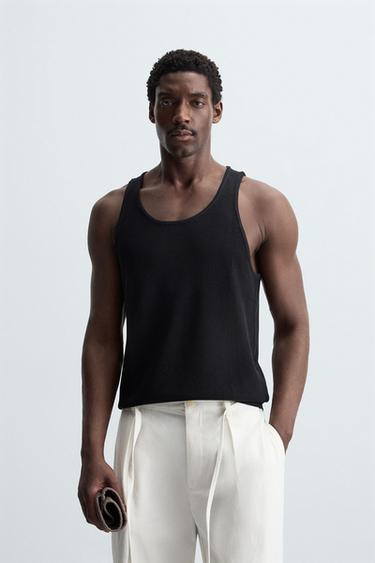 KNIT TANK TOP - Black by Zara