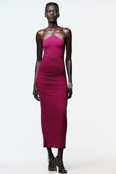 SUN HALTER POLYAMIDE DRESS - Purple by Zara - Image 0