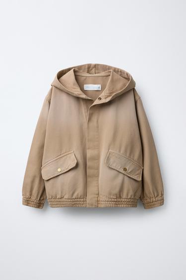 CANVAS HOODED JACKET - camel by Zara - Image 0