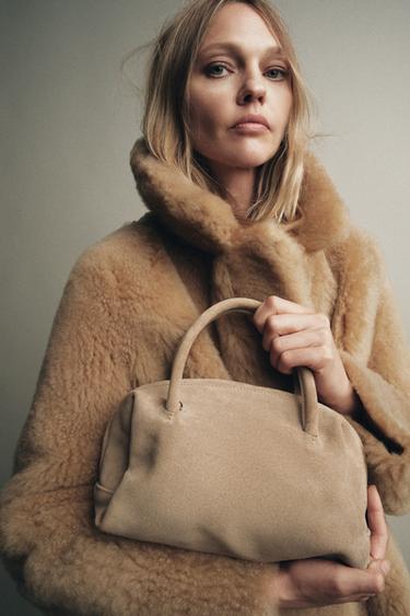 LEATHER BOWLING BAG - Ecru by Zara