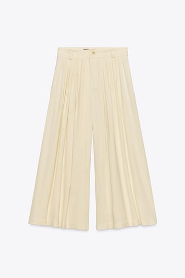 ZW COLLECTION PLEATED TROUSERS - Ecru by Zara