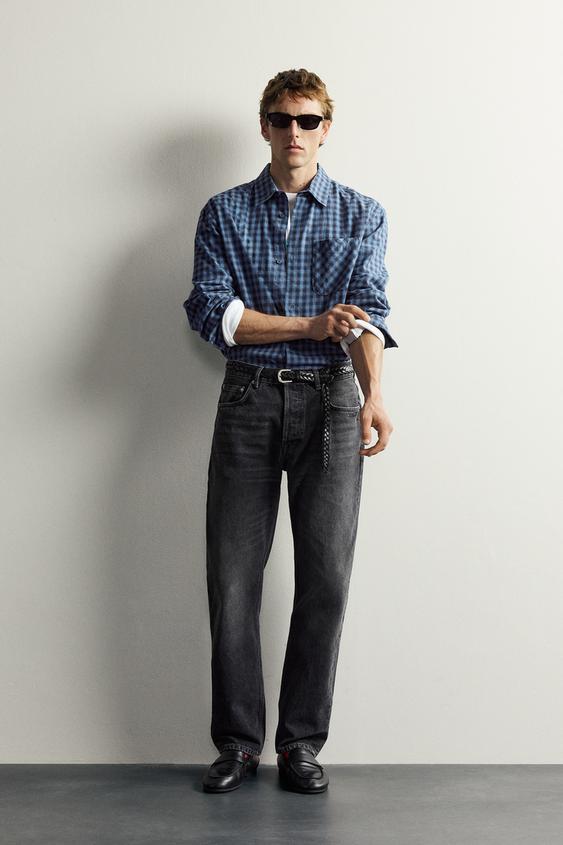 AARON LEVINE X ZARA CHECK TWILL SHIRT - blue/black by Zara - Image 0