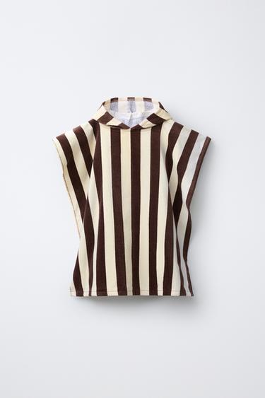 STRIPED TOWEL PONCHO - Brown by Zara
