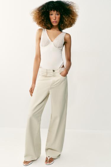 COMBINED LACE BODYSUIT - Oyster-white by Zara