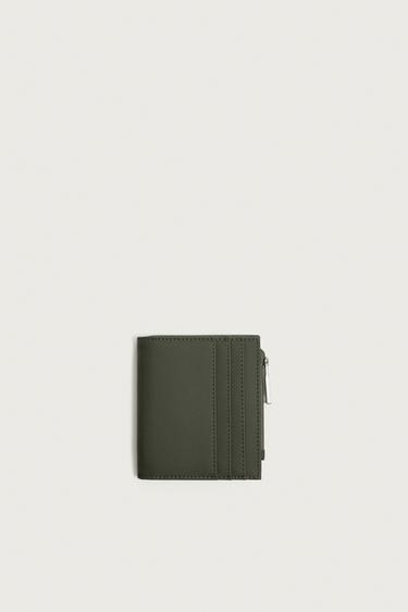 RUBBERISED WALLET PURSE - Khaki Green by Zara