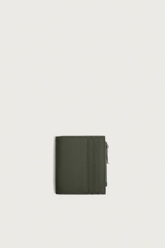 RUBBERISED WALLET PURSE - Khaki Green by Zara - Image 0