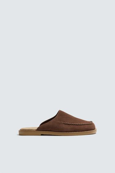 LEATHER CLOGS - Brown by Zara