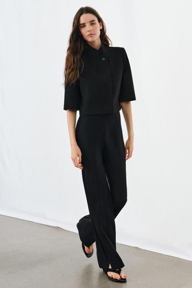 FLARE TROUSERS WITH VENTS ZW COLLECTION - Black by Zara