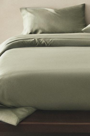 SATEEN DUVET COVER (300 THREAD COUNT) - Green by Zara