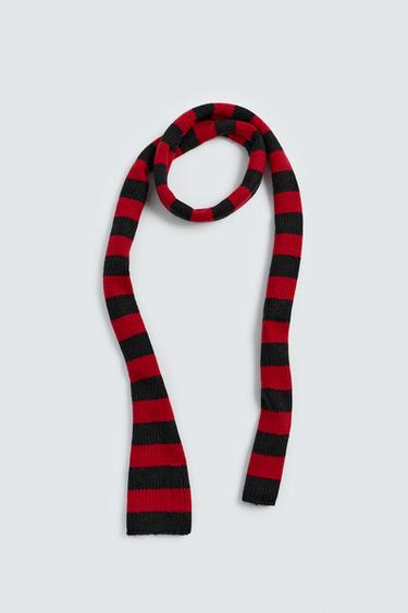 STRIPED KNIT SCARF - Red by Zara