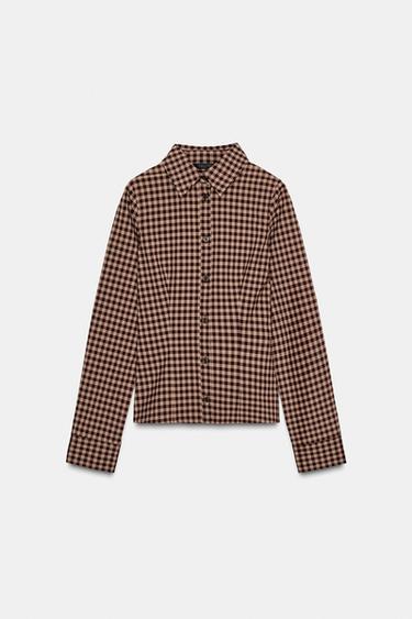 TAILORED CHECK SHIRT - Chocolate brown by Zara