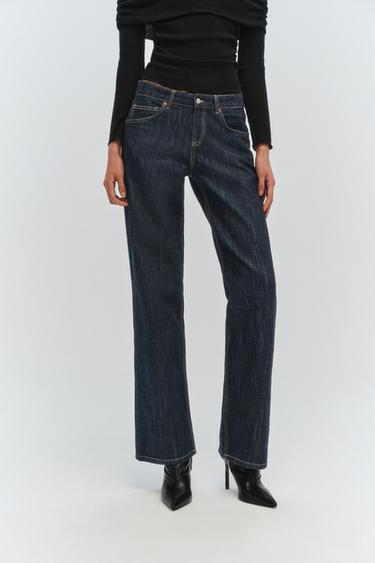 TRF WIDE-LEG LOW-RISE JEANS - Dark indigo by Zara